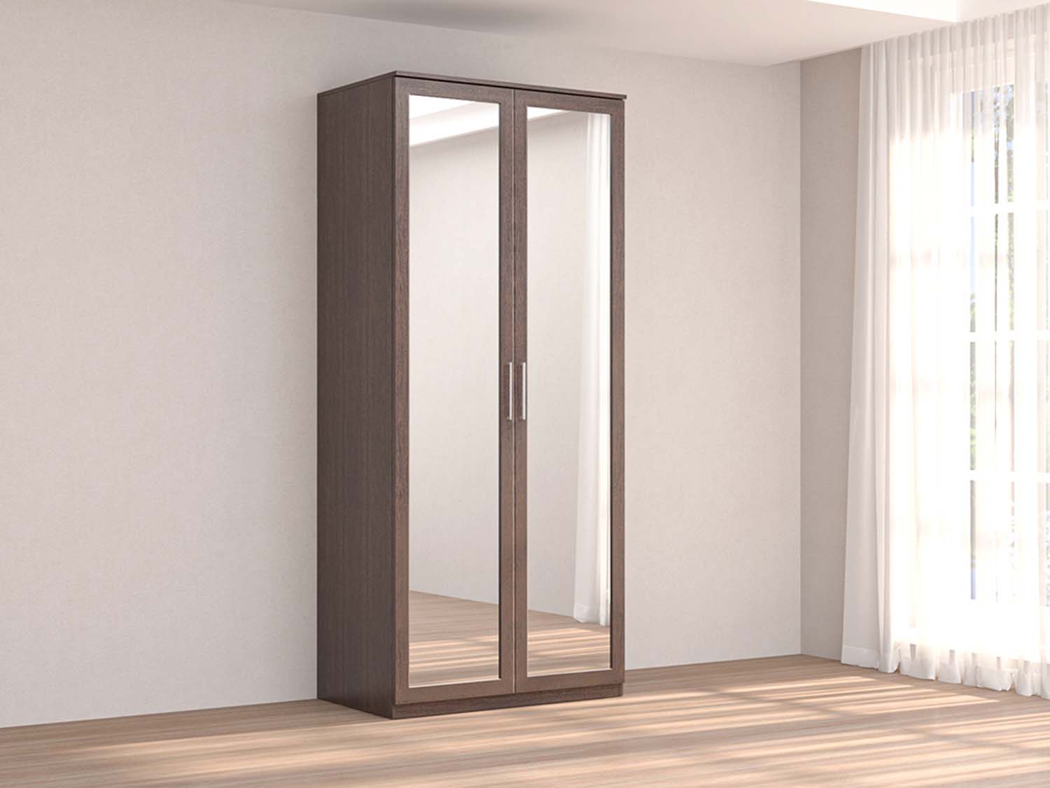 Кэт 4 шкаф 2-ств. зеркало - Венге/Кайман тёмный