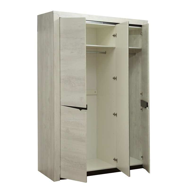 33.02 Лючия 3-х дв. шкаф для одежды Бетон пайн белый/венге