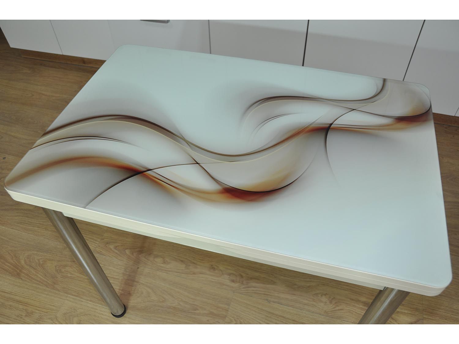 Симпл фотопечать стол обеденный раскладной / текстура 032/дуб молочный/хром