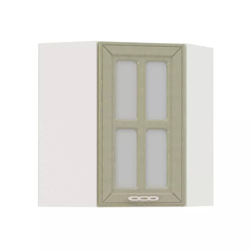 Маргарита шкаф навесной угловой витрина Белый/Имбирь структурный