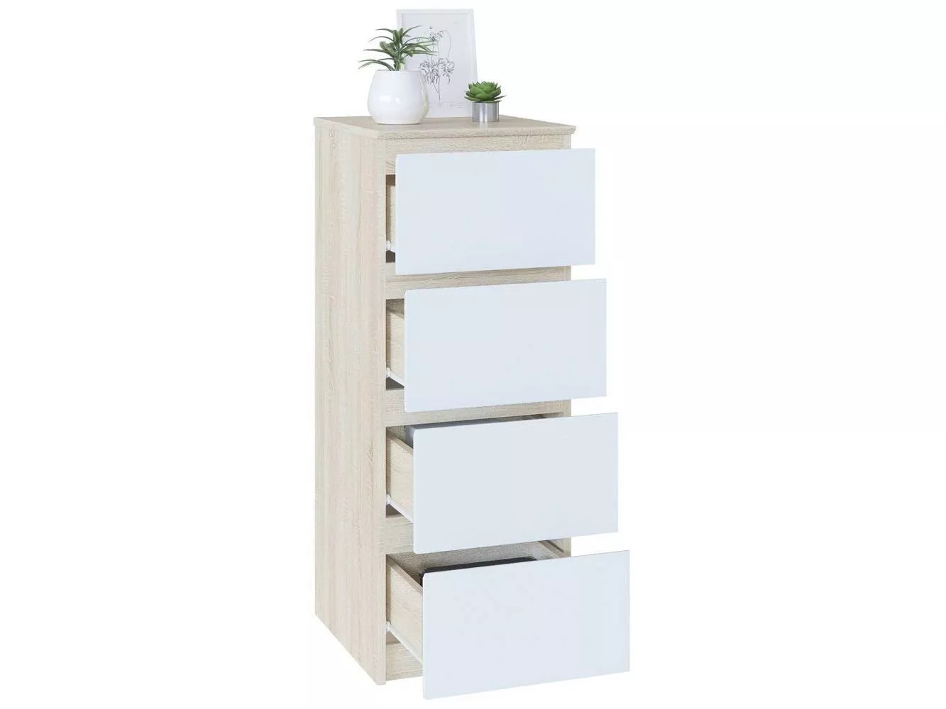 Комод Т-4Р Дуб Сонома/Белый
