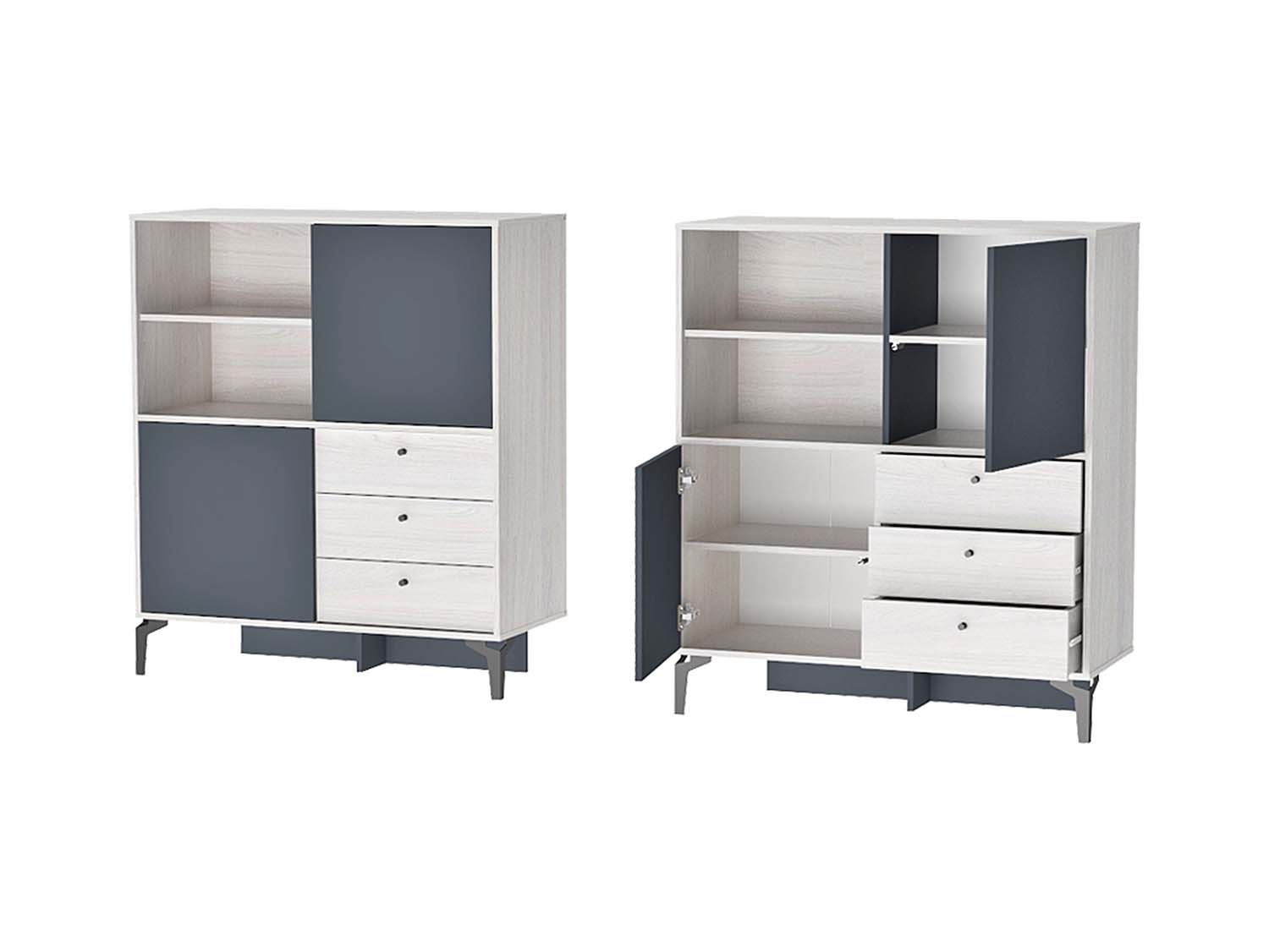 Лион комод К-1 - Ясень Анкор светлый/Графит