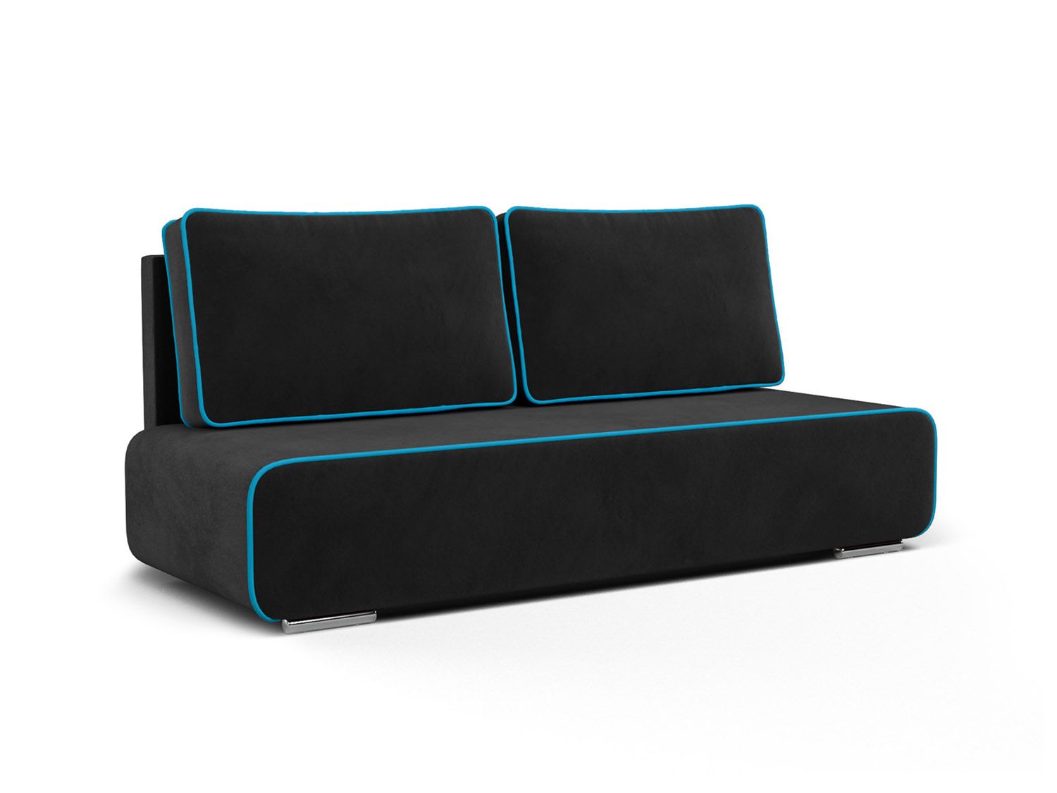 Диван Марк велюр черный / НВ-178/17 + синий
