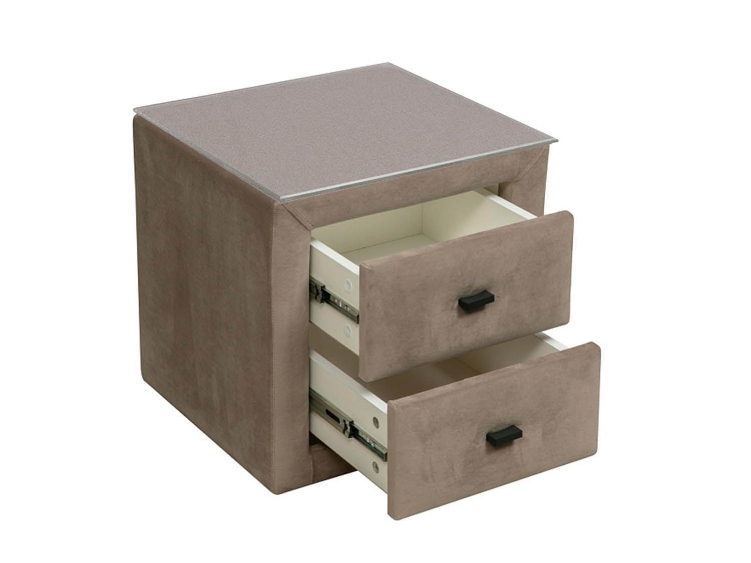 06.34-01 тумба прикроватная со стеклом Гамма велюр хумус