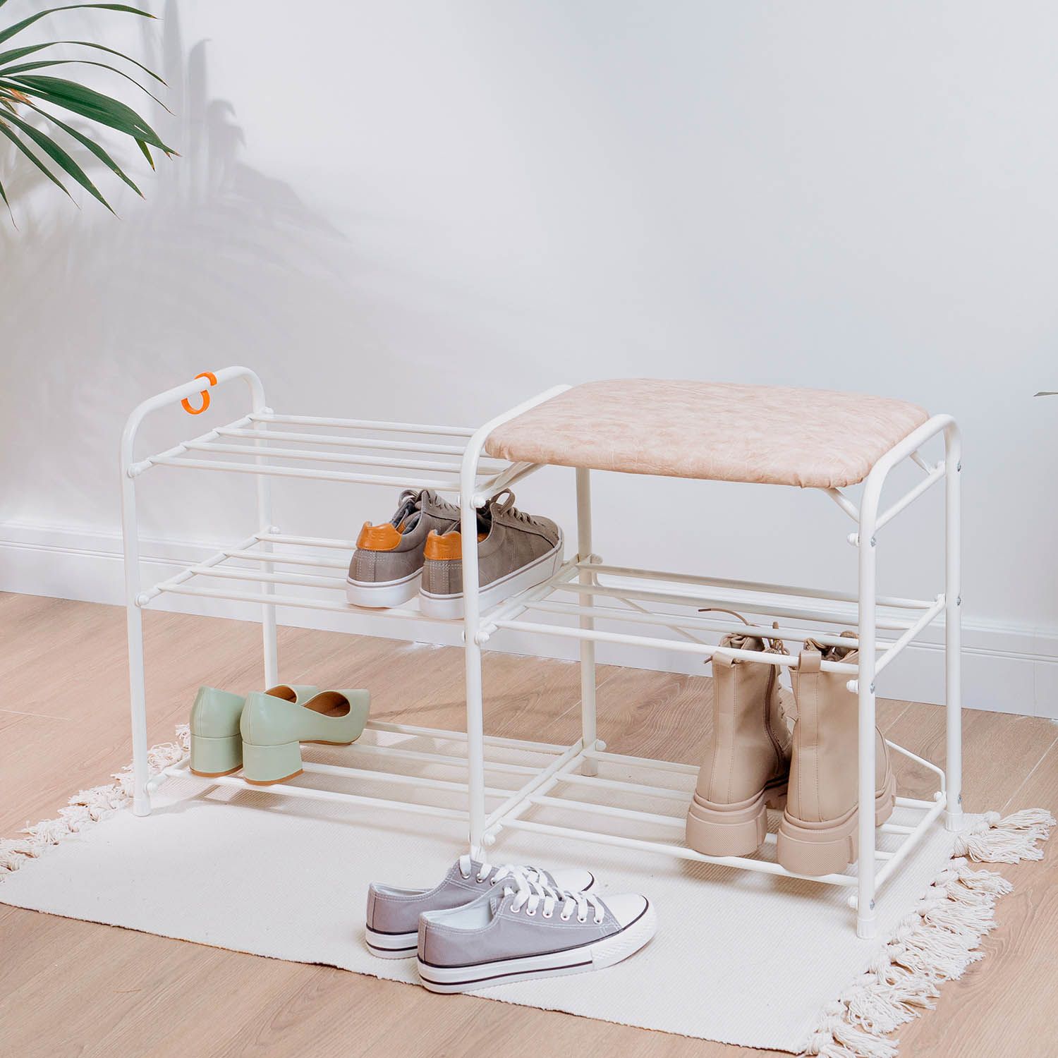 Подставка для обуви Альфа 33 с сиденьем и ящиком Белый