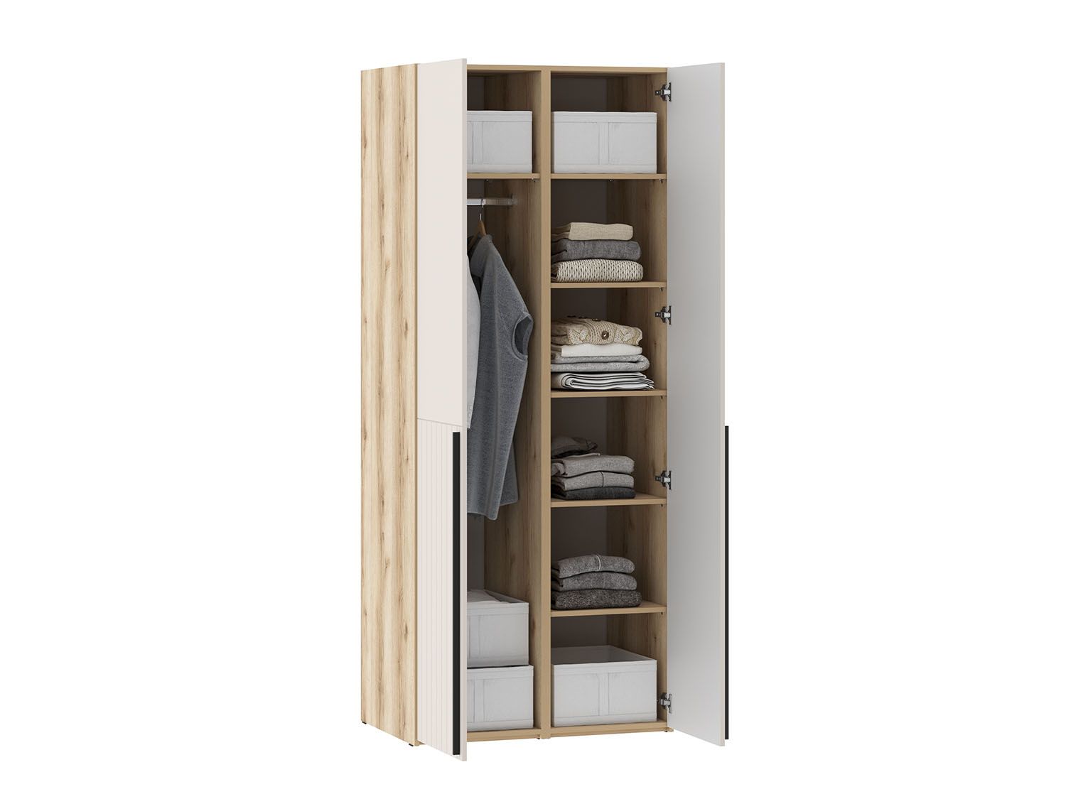 Шкафы Арден 200.2-200.2-полки Дуб Делано / Сантьяго софт