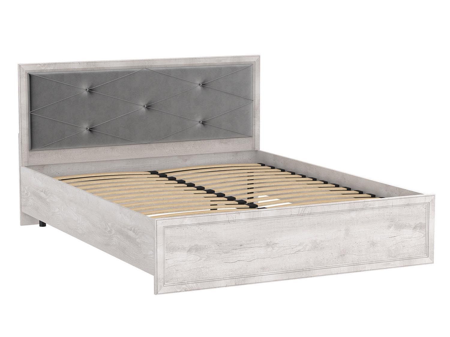 Кровать Сохо 32.26-02 бетон белый/бетон патина