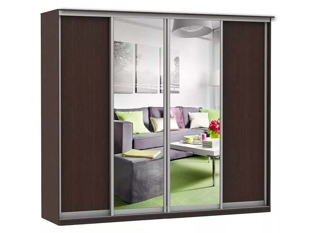 Шкаф купе Модерн 2362х600 4-х дверный 4-х секционный зеркало венге