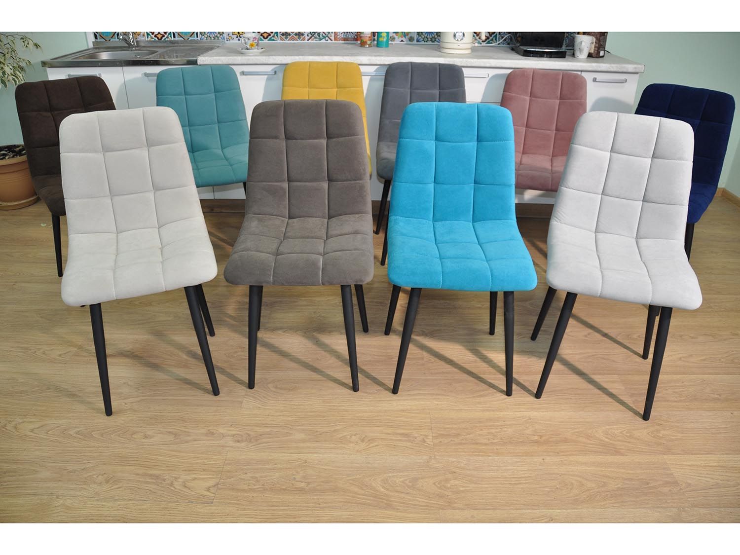 Стул Х / черный /велюр горчица