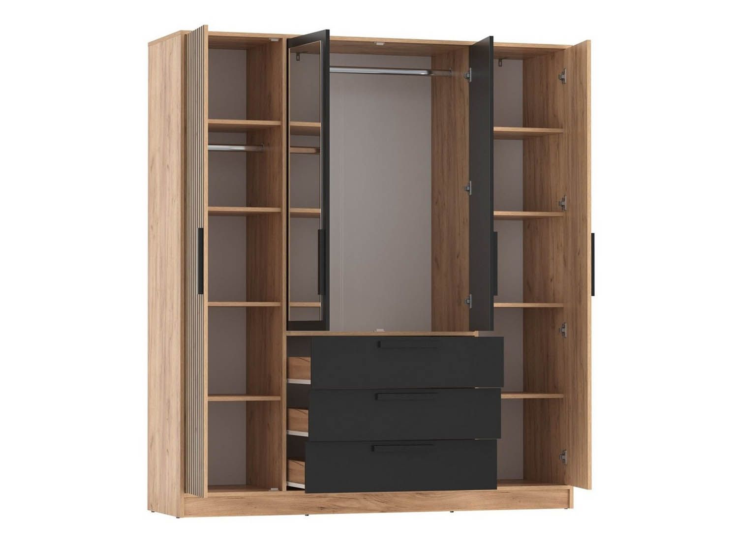 83.07 шкаф для одежды Вегас Дуб золотой / Черный