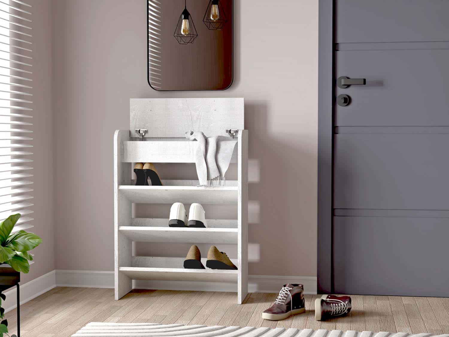 Обувница открытая 600 - Бетон светлый