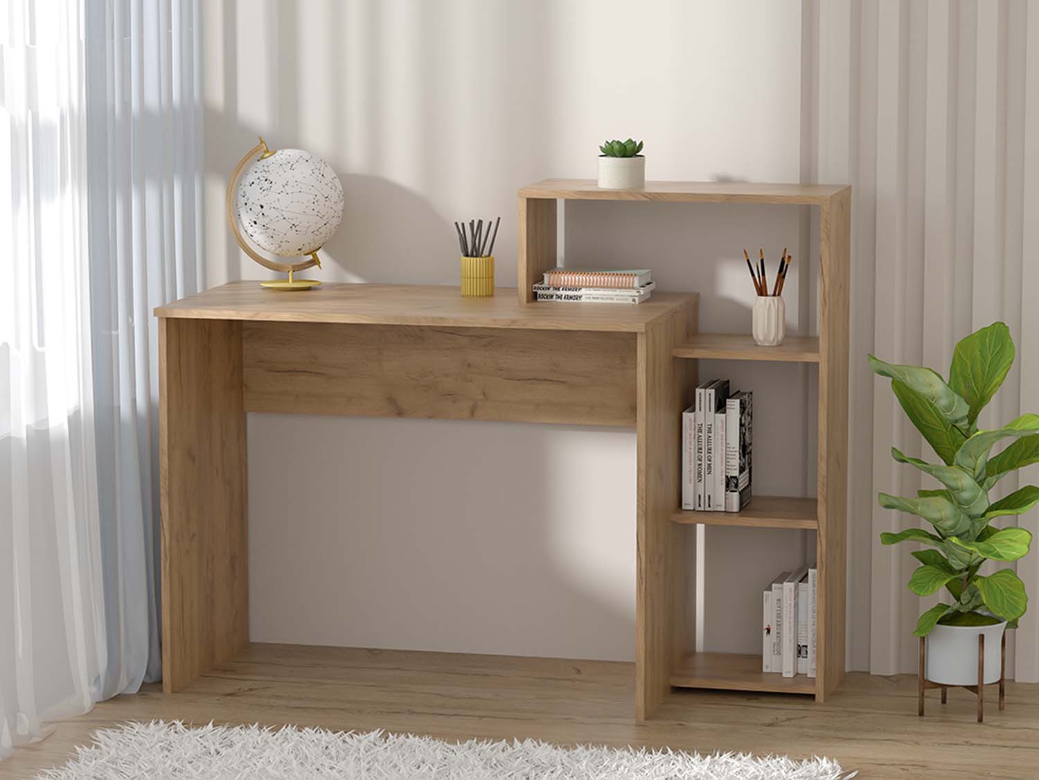 Стол с полкой - Дуб Крафт золотой