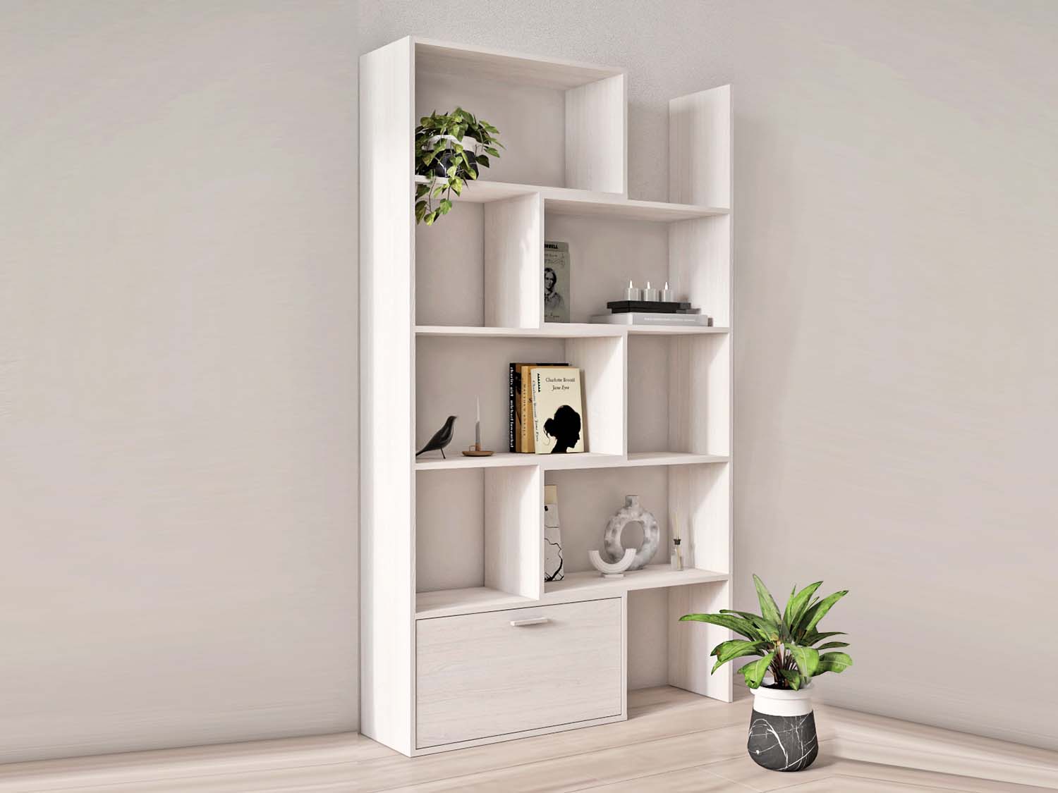 Стеллаж раздвижной - Ясень Анкор светлый