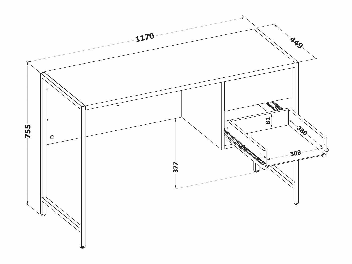 СПМ-404 Стол письменный Дуб Сонома