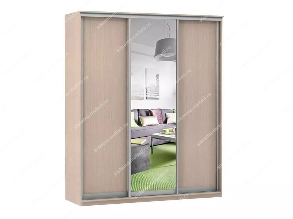 Шкаф купе Модерн 1776х600 3-х дверный 3-х секционный зеркало ясень