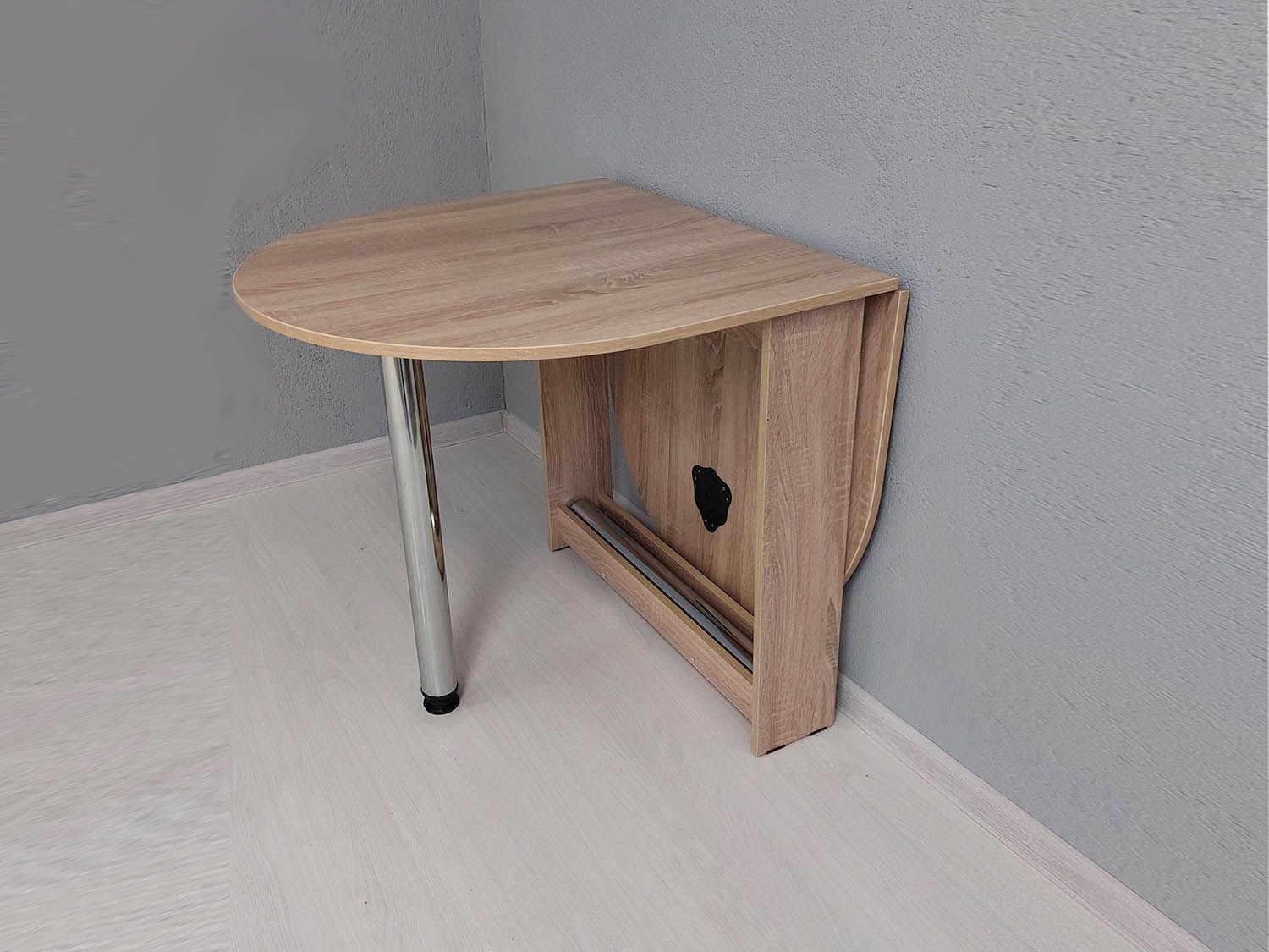 Стол раскладной овальный Хром / Дуб Сонома