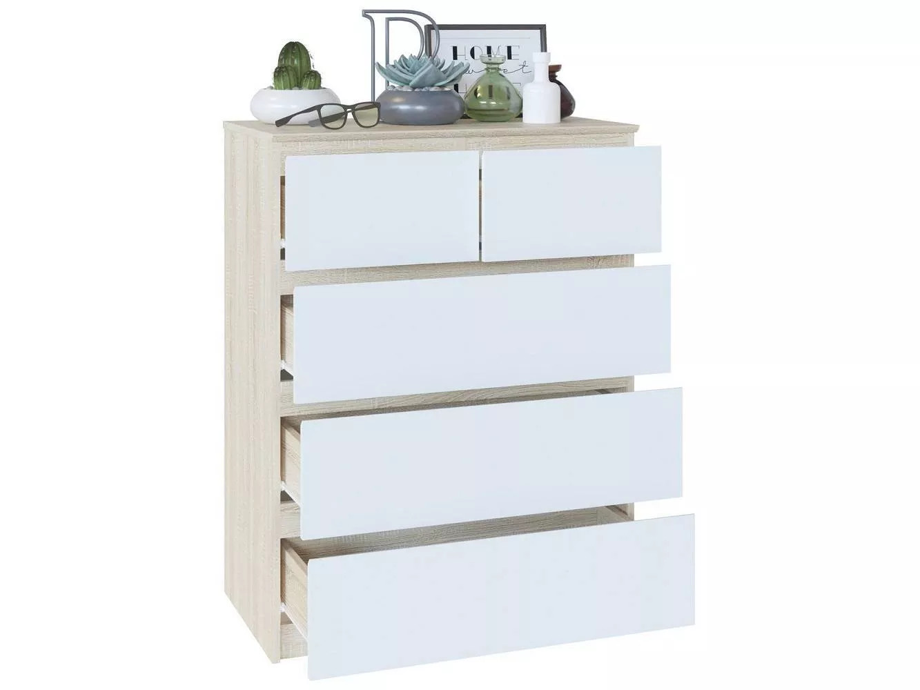 Комод Т-5Р Дуб Сонома/Белый