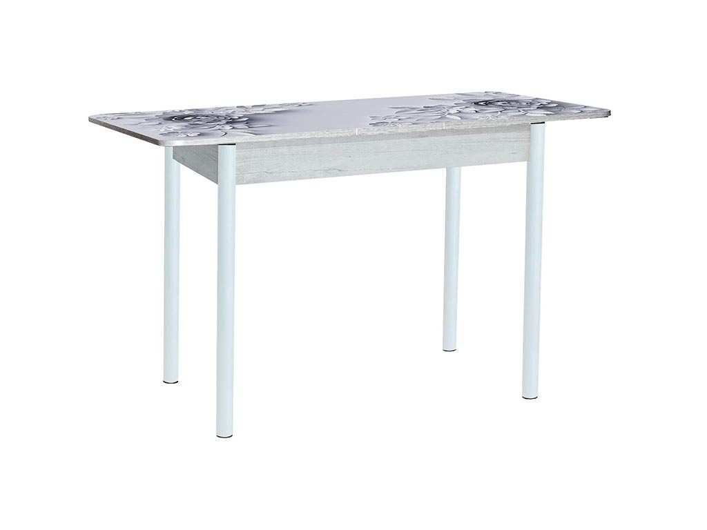 Нью йорк фотопечать стол обеденный раздвижной / цветы на сером/бетон белый/белый