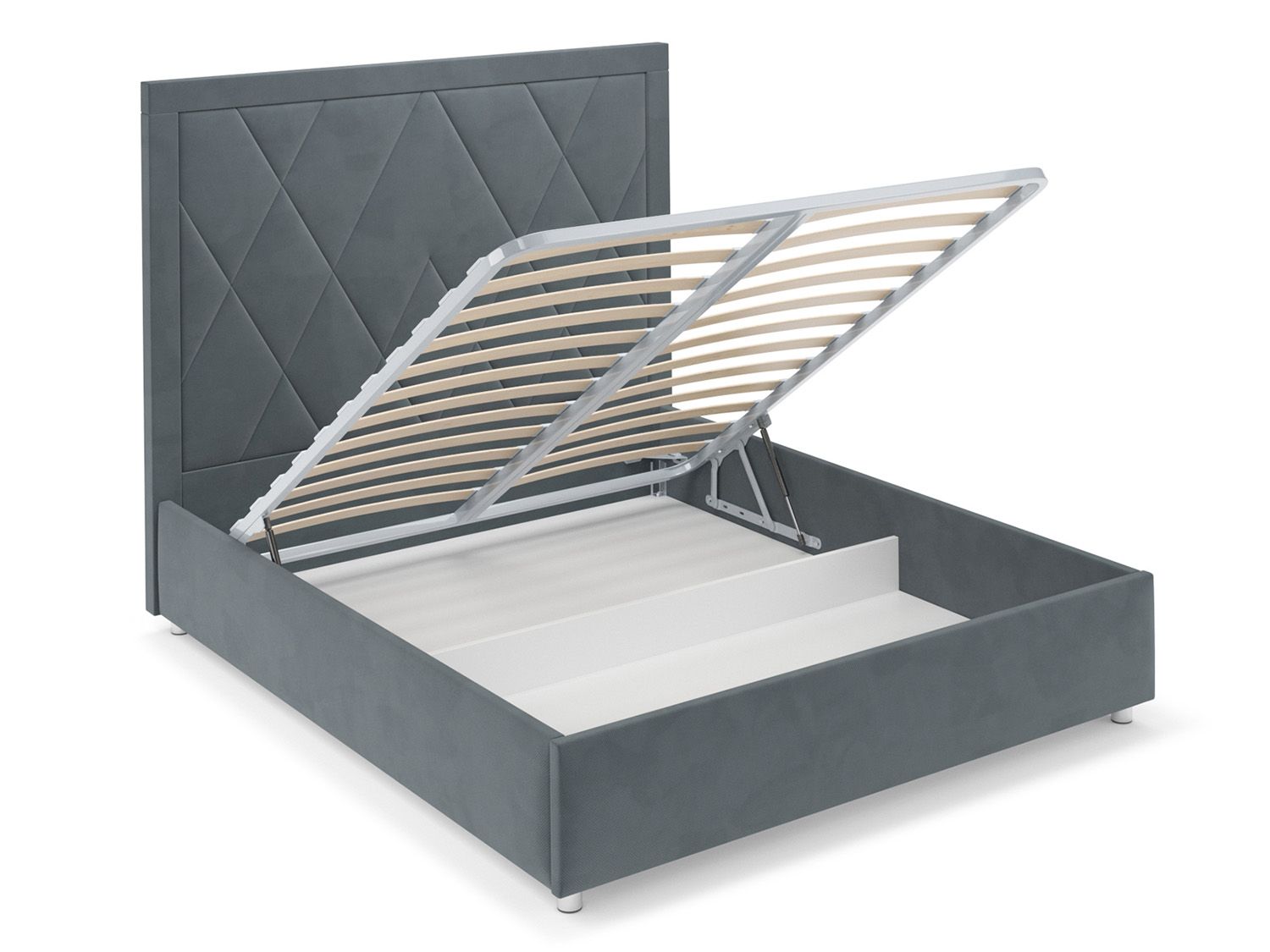 Кровать Треви велюр серо-синий HB-178 26 160