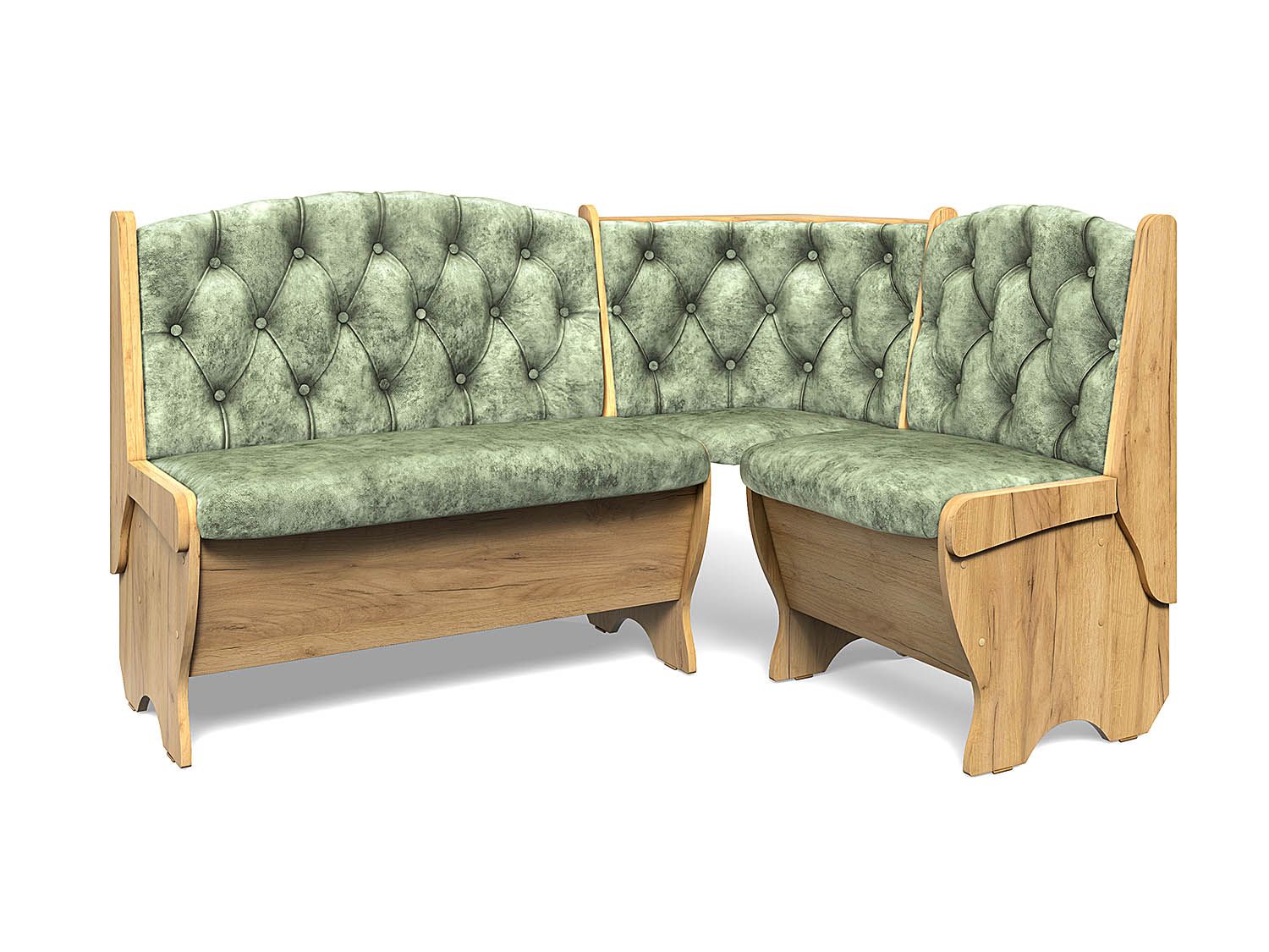 Скамья угловая Орхидея Люкс дуб крафт золотой/велюр мохито