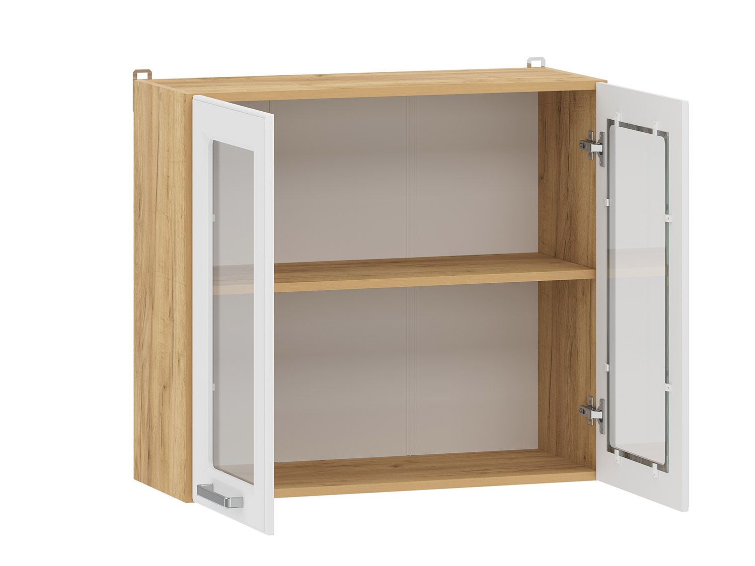 Вокс 100.31 шкаф навесной витрина (800) Дуб Крафт золотой / Меренга