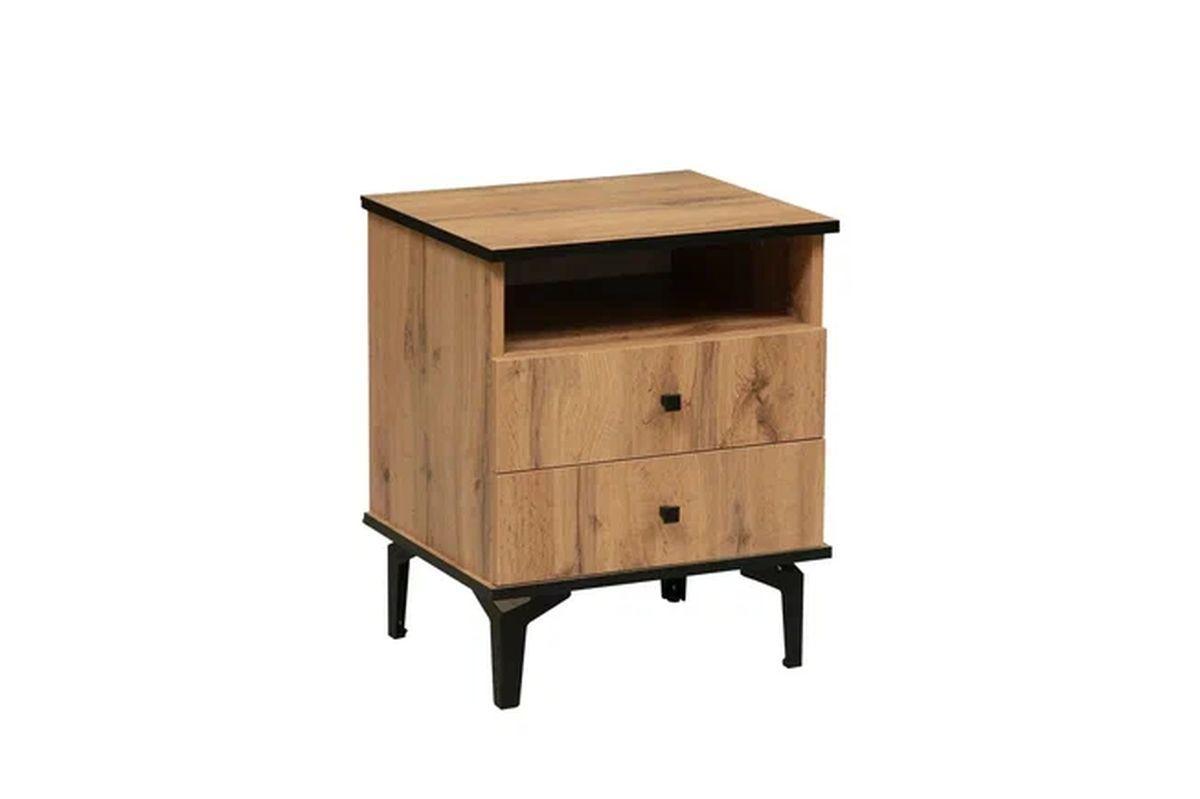 Тумба прикроватная Либерти 51.17 (опора h150) Дуб Вотан/Черный