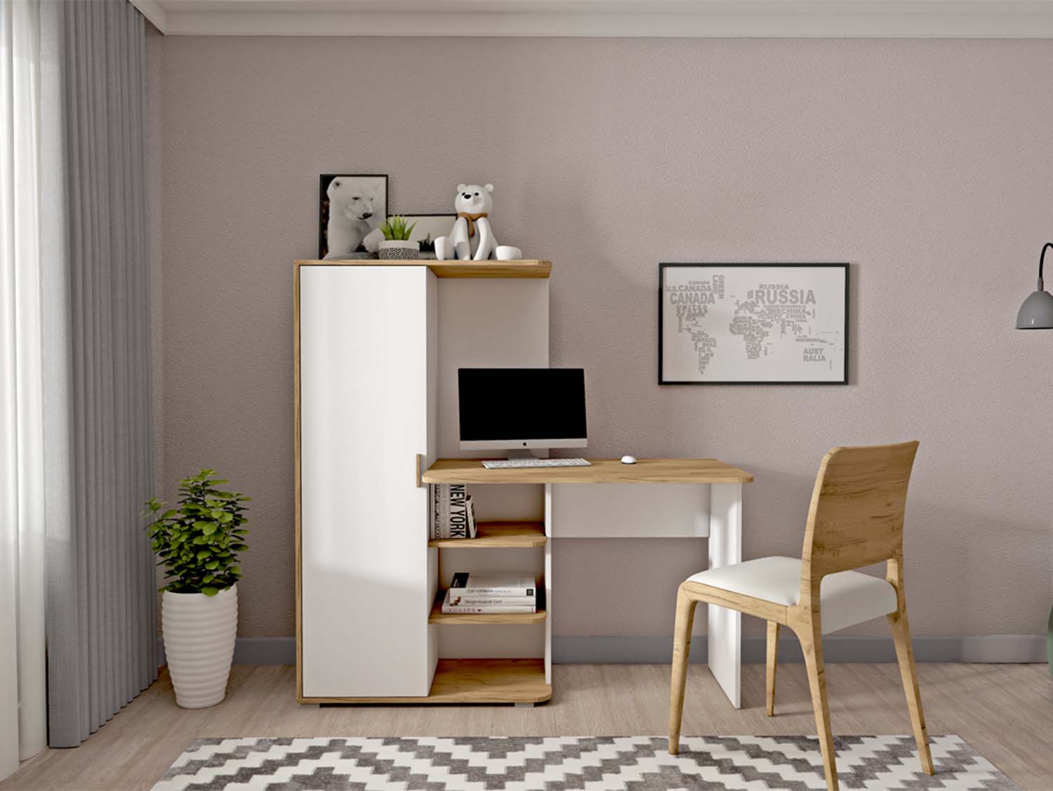 Стол универсальный - Дуб Крафт золотой/Белый