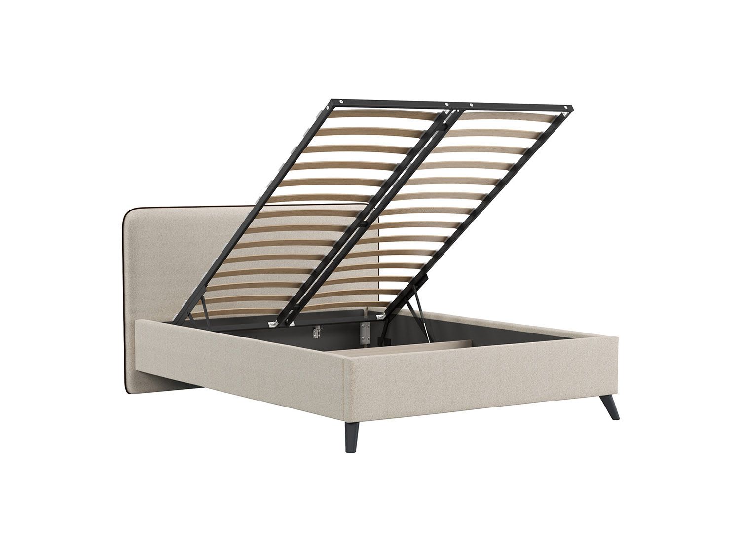 Миа кровать 140 Bravo white (светло-бежевый) / кант Лайт 10 Велюр (коричневый)