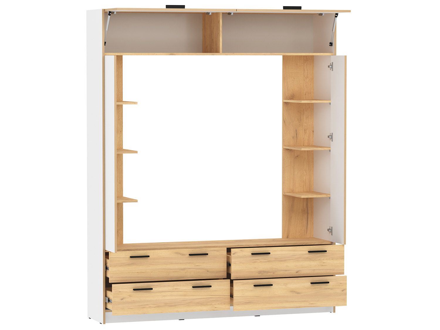 НМ 014.65 Шкаф комбинированный Оттавия Белый/Дуб золотой