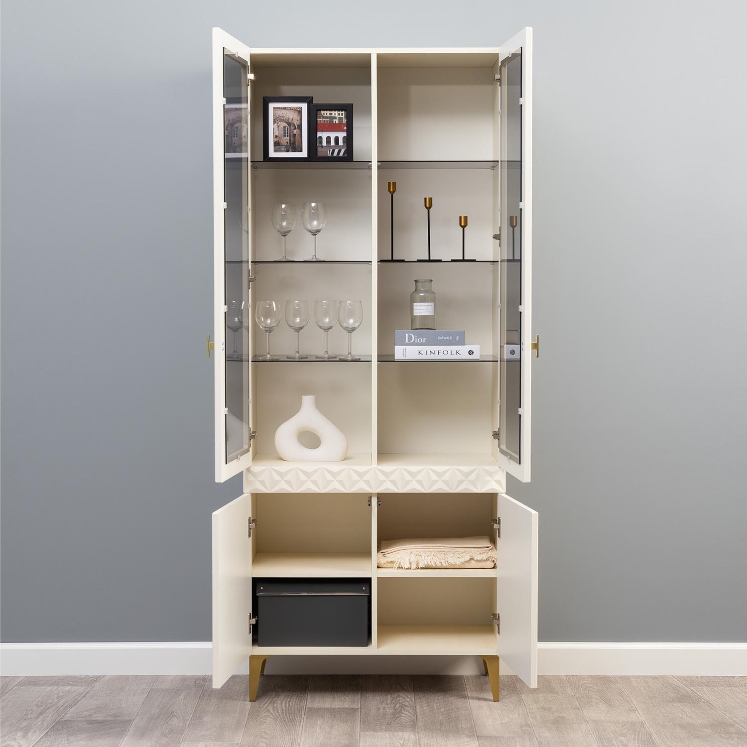 Марион шкаф-витрина 16.397.02 Слоновая кость