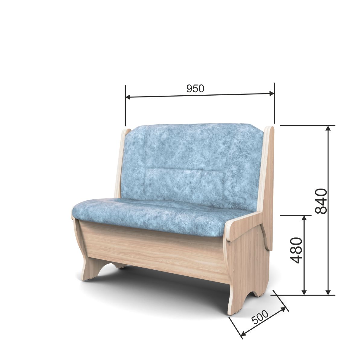 Скамья Лотос 950 ясень светлый/лагуна