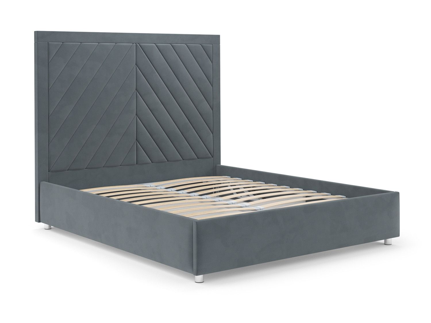 Кровать Мишель велюр серо-синий HB-178 26 160