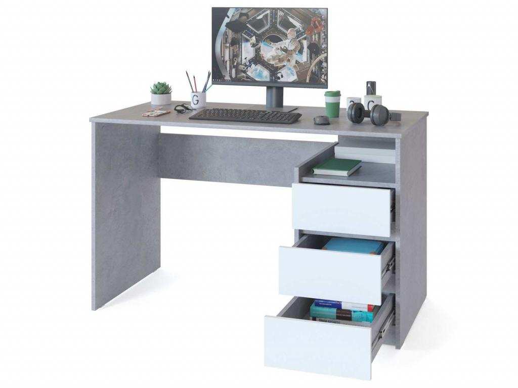 Письменный стол СПм-21 Бетон/Белый