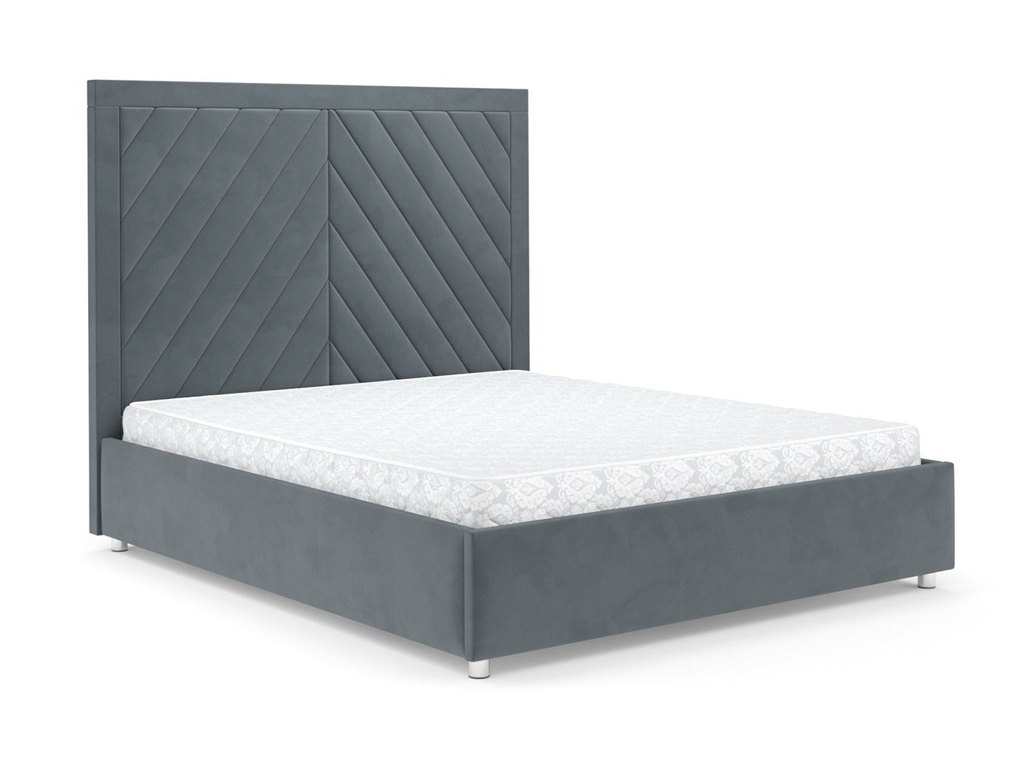 Кровать Мишель велюр серо-синий HB-178 26 160