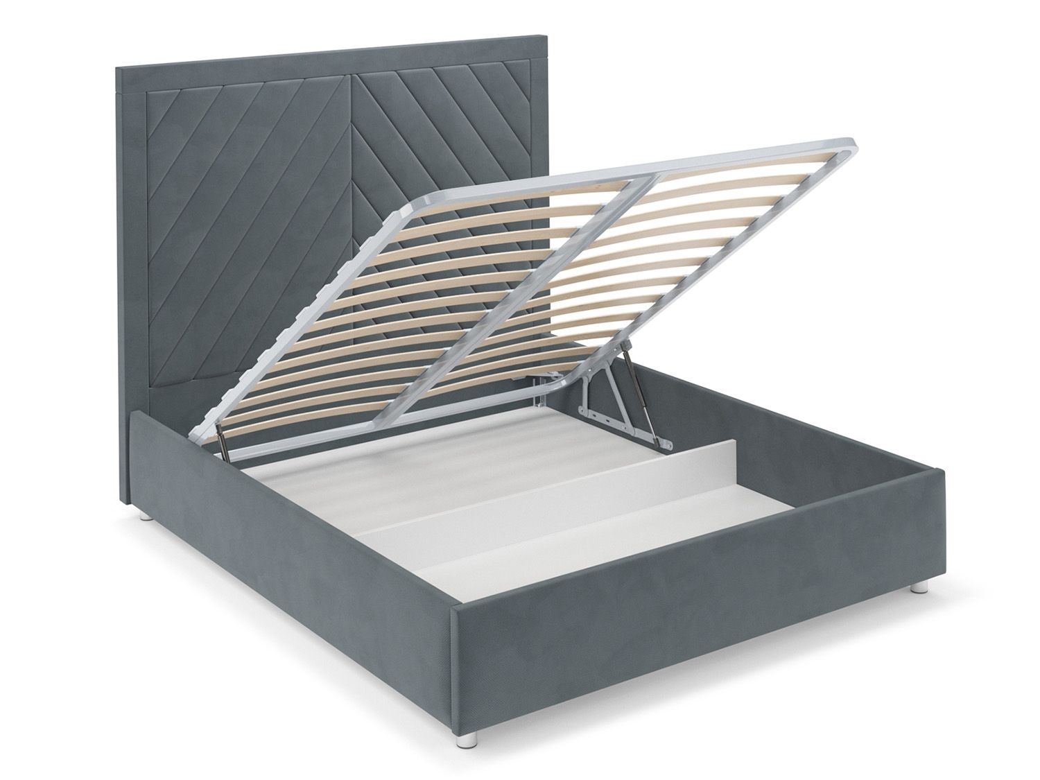 Кровать Мишель велюр серо-синий HB-178 26 160