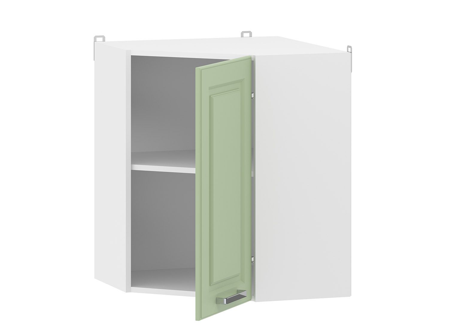 Вокс 100.34 шкаф навесной угловой Белый / Фисташка