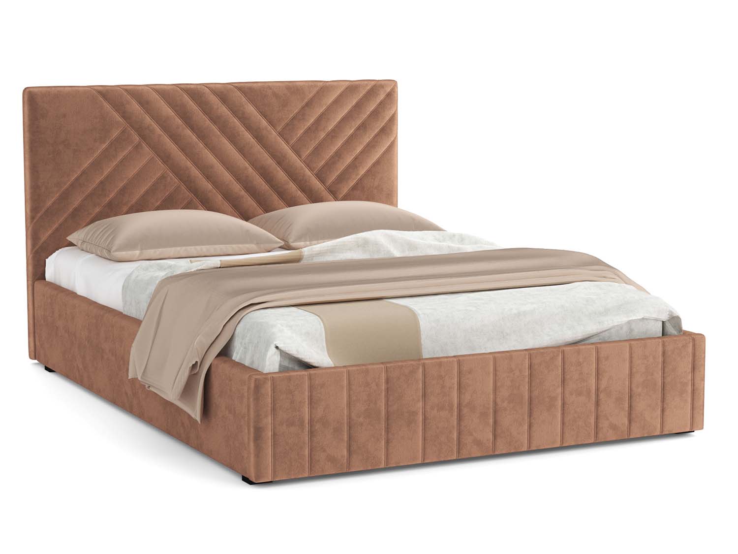 Гамма Ф кровать 1600 - велюр Fresh корица