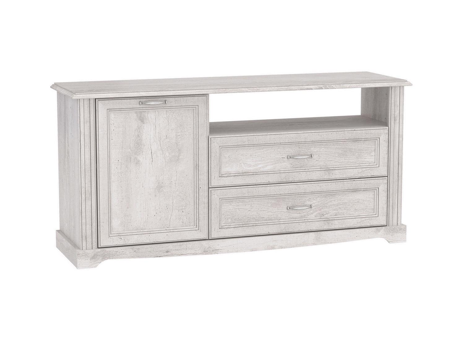 Тумба для ТВ Сохо 32.16 бетон белый/бетон патина