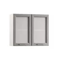 Милана шкаф навесной 800 2 витрины Белый/Дуб серый