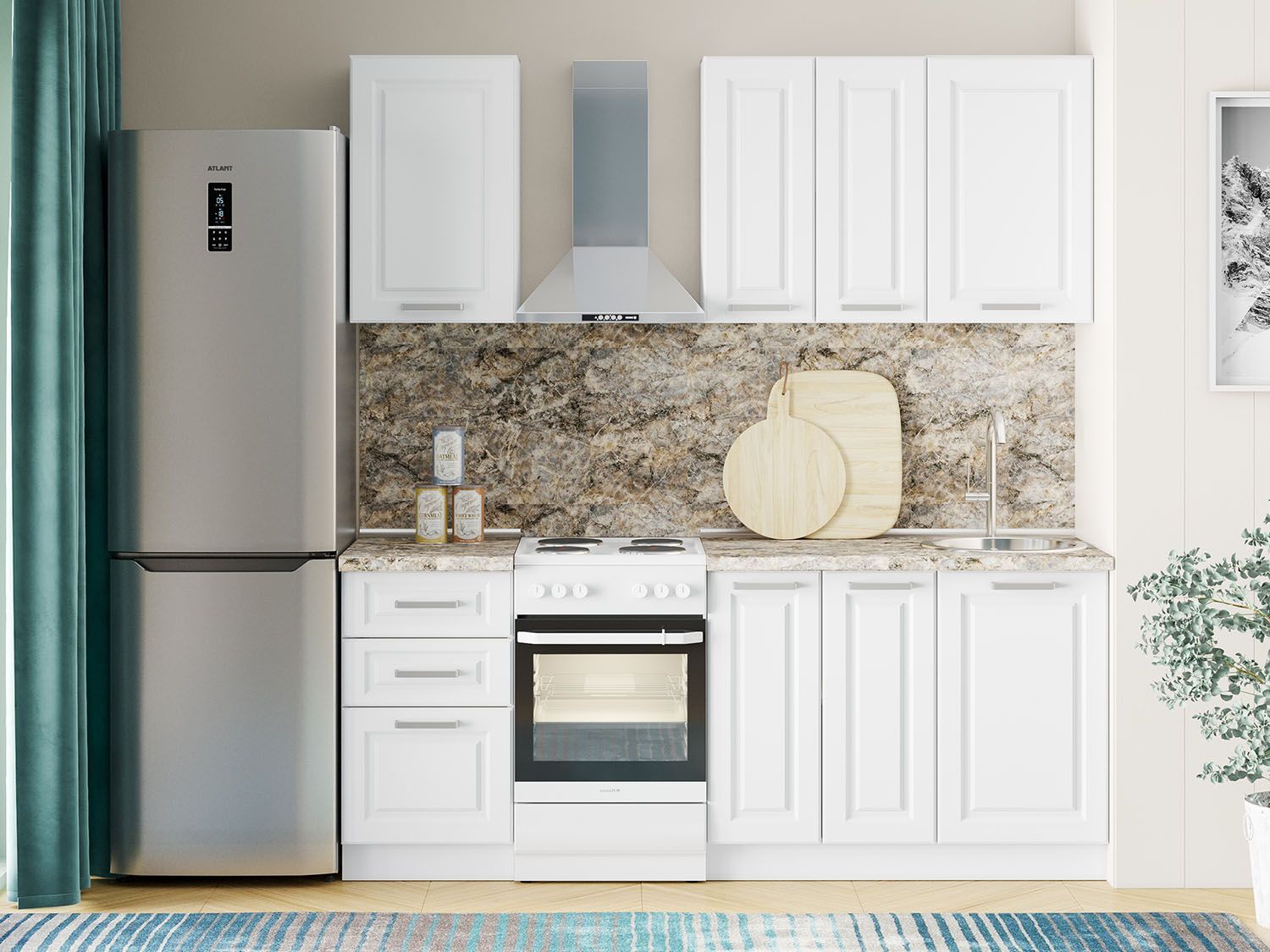 Кухня Вокс комплект 1 Белый / Меренга