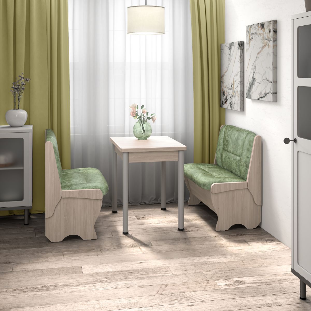 Кухонный набор скамья 950 Лотос - стол Ирис / ясень светлый/мохито