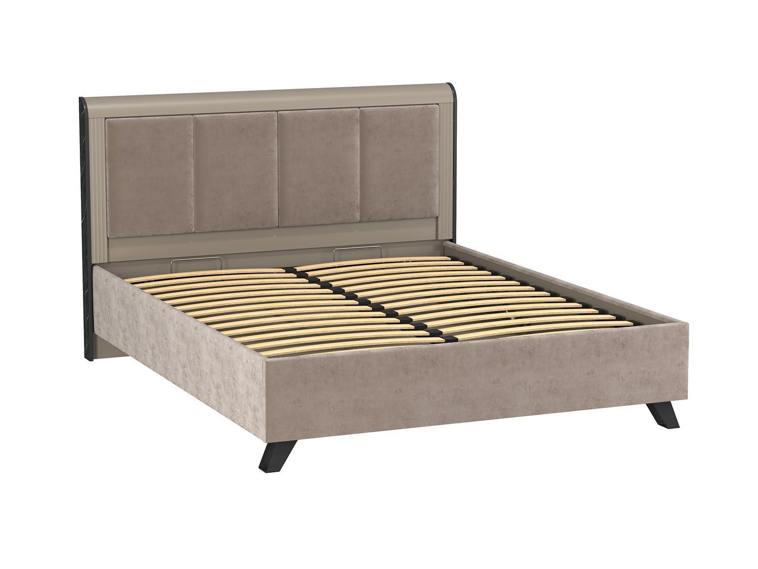 Фиделия кровать двойная 76.14 с под. мех. серый камень / мрамор черный