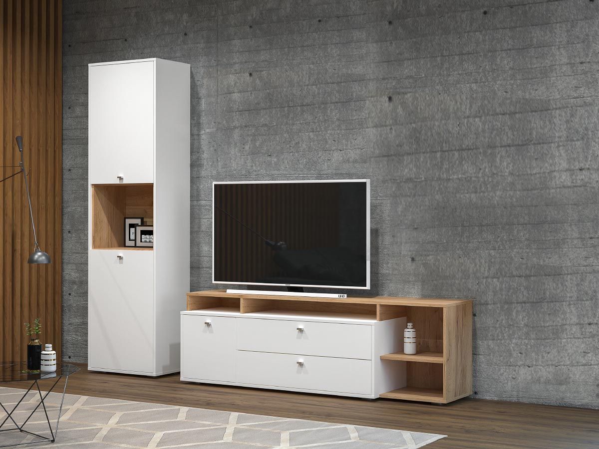 Гостиная Бэль комплектация 1 Дуб золотой / Белый