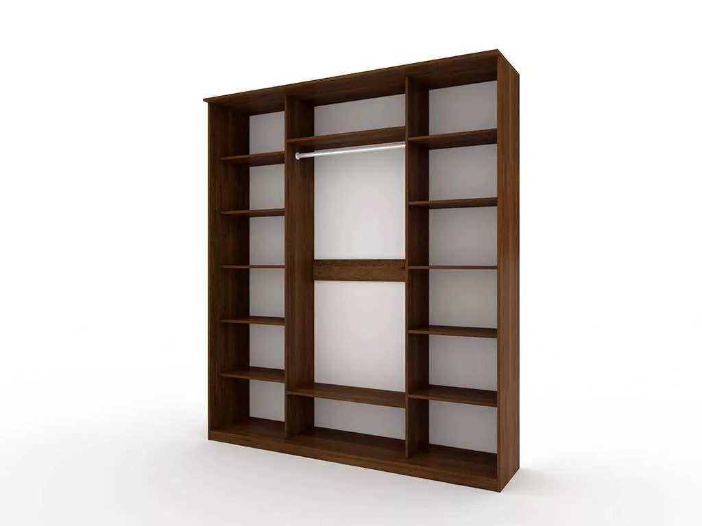 Шкаф купе Модерн 2076х600 3-х дверный 3-х секционный зеркальный с пескоструем №2 венге