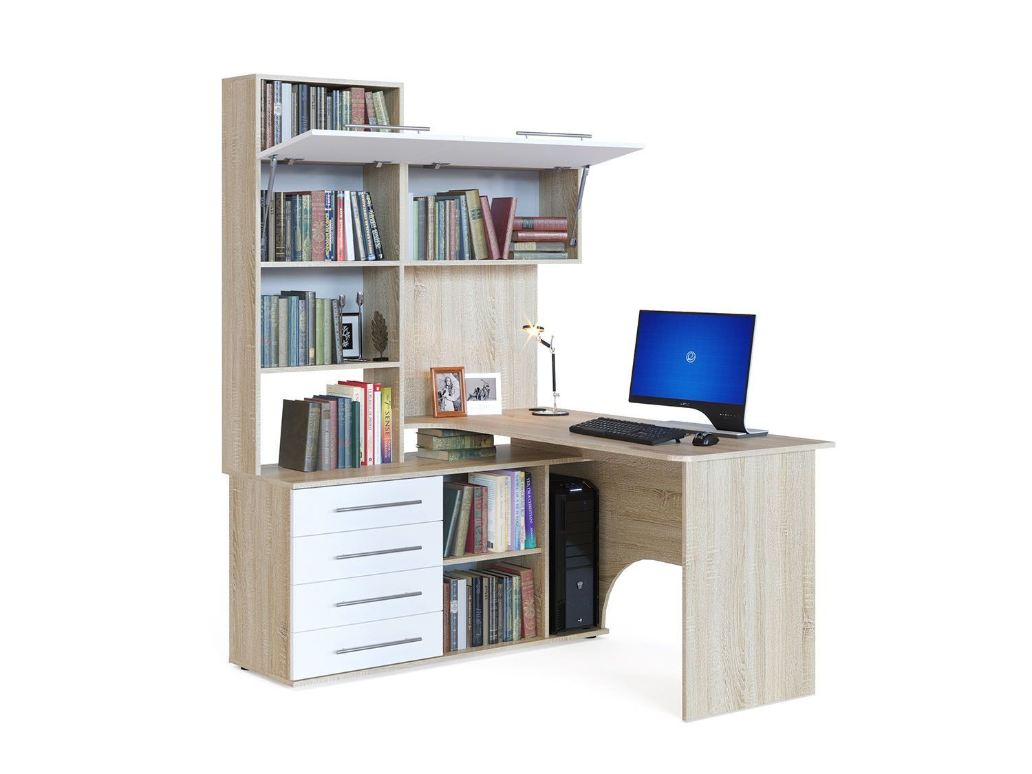 Компьютерный стол КСТ-14.1Л Дуб Сонома / Белый