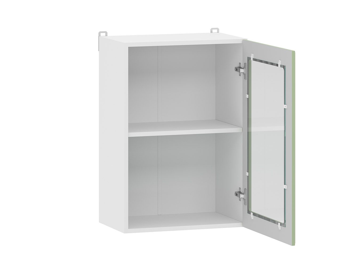 Вокс 100.30 500 шкаф навесной витрина / Белый/Фисташка