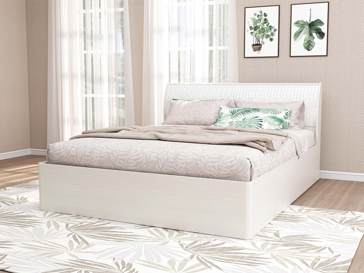 Кровать 1,4 арт. 033 М1 - Бодега белая/Кайман белый