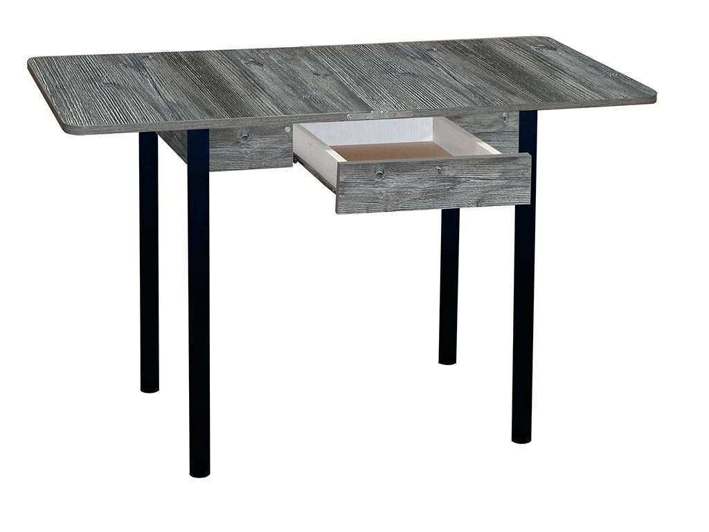 Эко 80х60 стол обеденный раскладной с ящиком / пасадена/черный