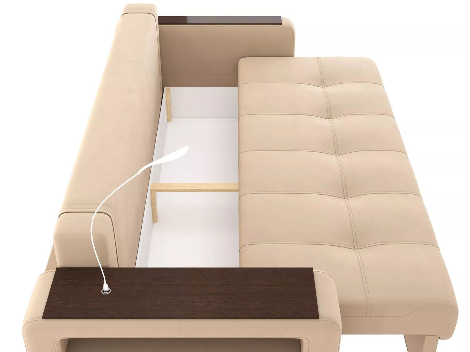 Диван Смарт 4 пуф слева Б4-3т-Б3 СК Велюр Велютто 05