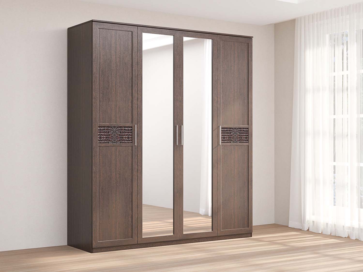 Кэт 4 шкаф 4-ств. зеркало - Венге/Кайман тёмный